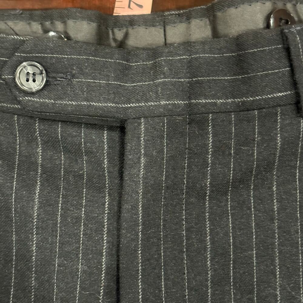 Vintage Burberry High Rise Wool Pinstripe Cuffed Trousers - Size 12 - Picture 5 of 7